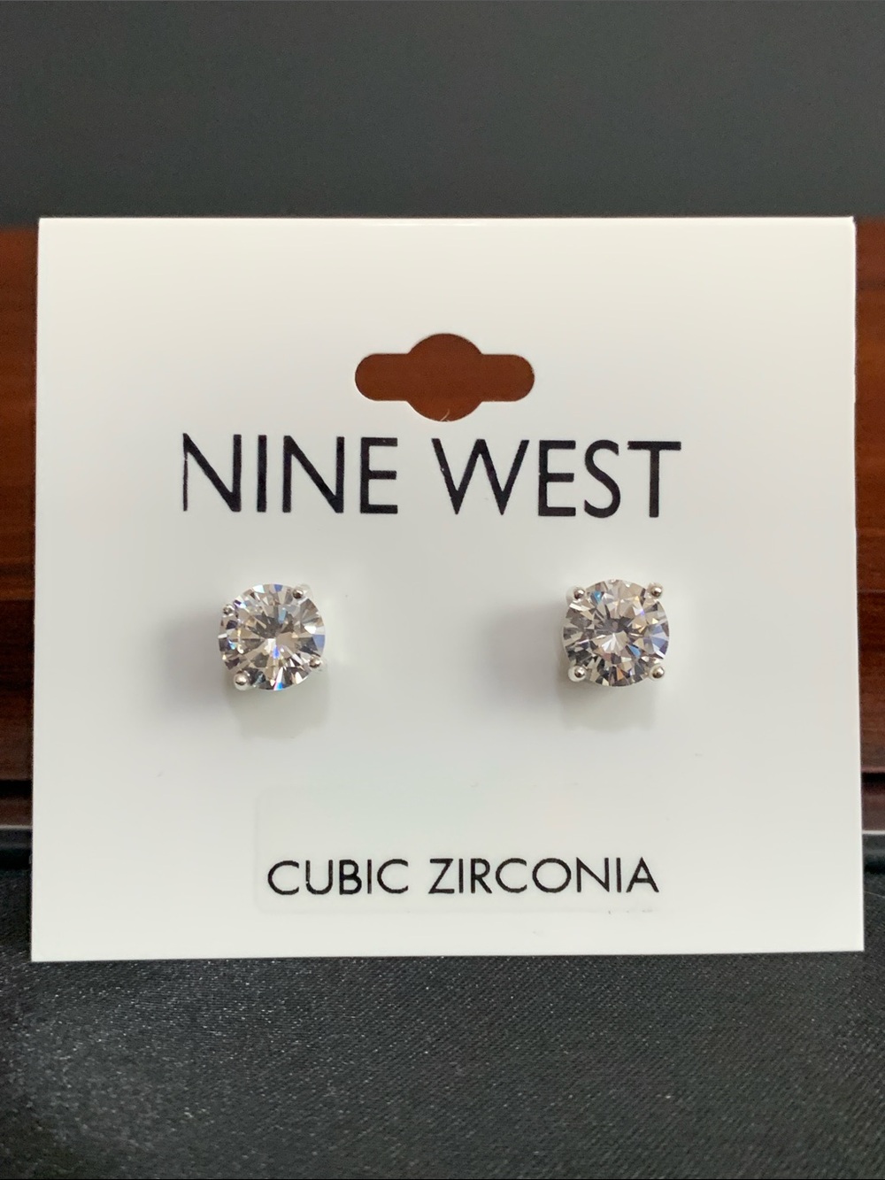 NWT Nine West silver tone cz stud earrings
